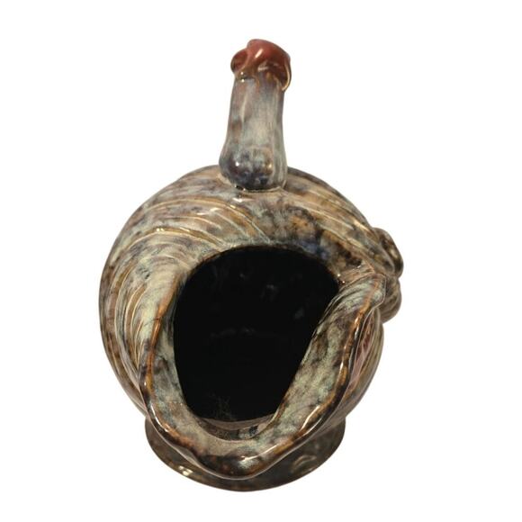 Glazed Pottery Studio Art Nautilus Shell Pitcher 10" - Picture 2 of 8